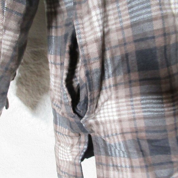 Brown Plaid Button Down Quilted Shacket - Picture 5 of 6